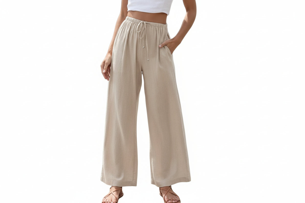 Drawstring Wide-Leg Pants