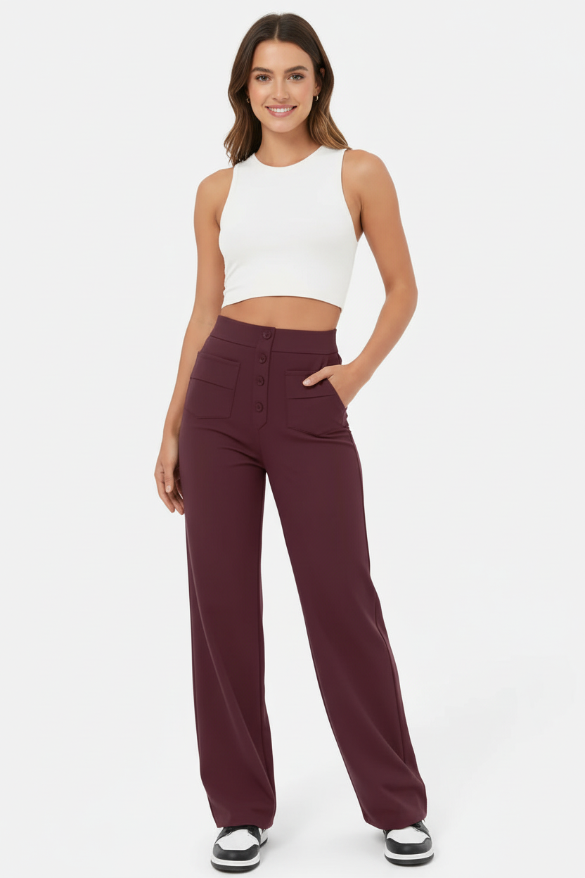 High Waist Wide Leg Baggy Trousers