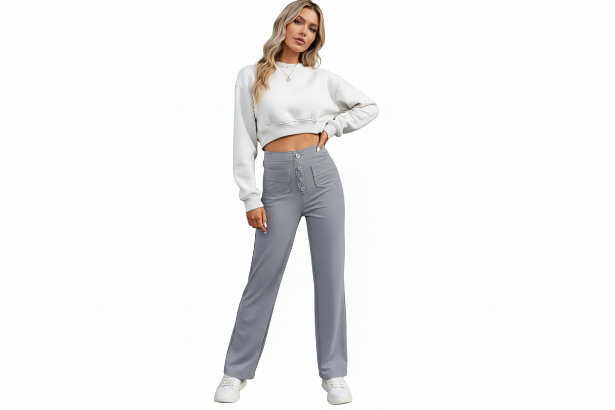 High Waist Wide Leg Baggy Trousers