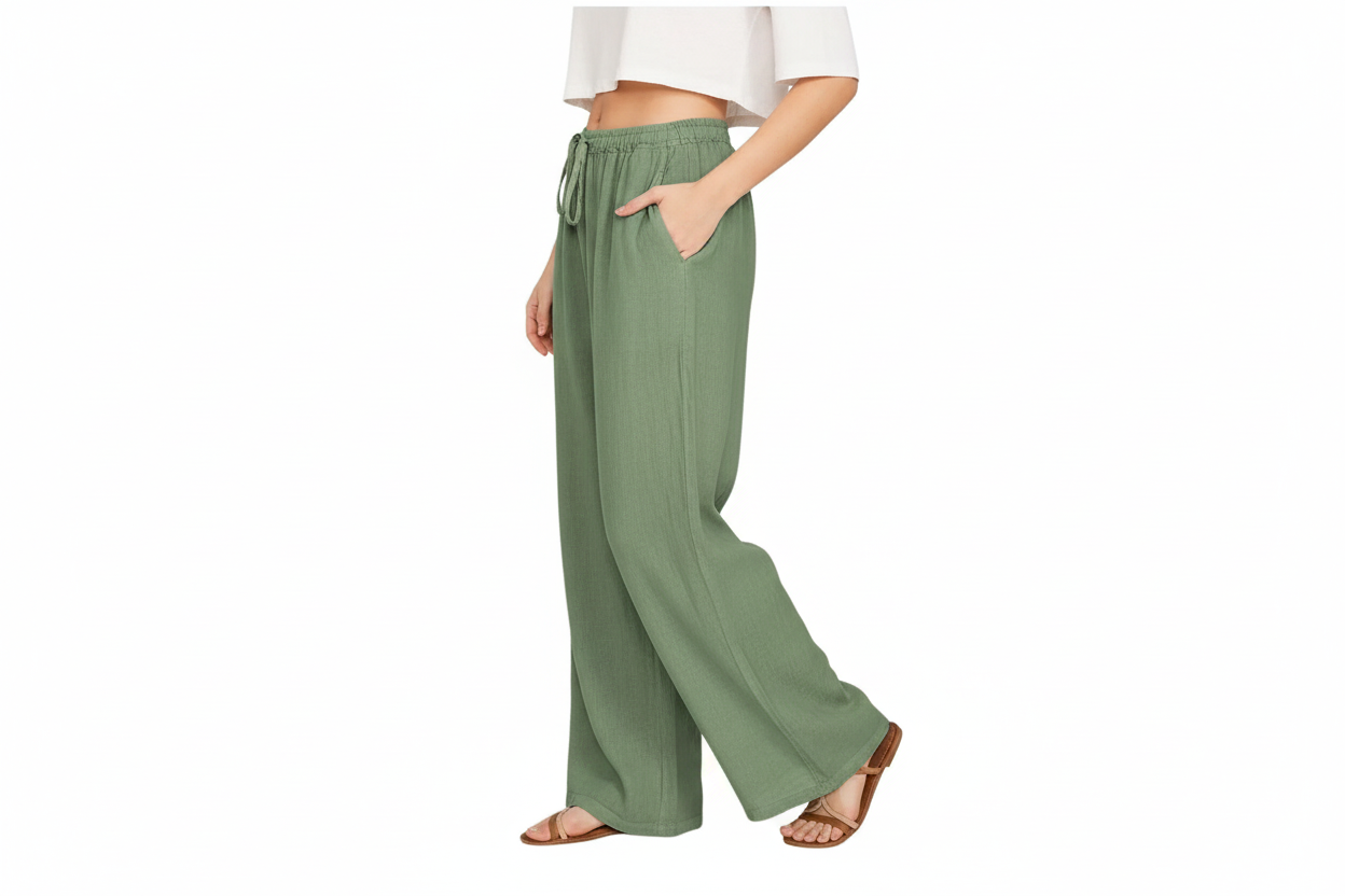 Drawstring High Waist Palazzo Pants