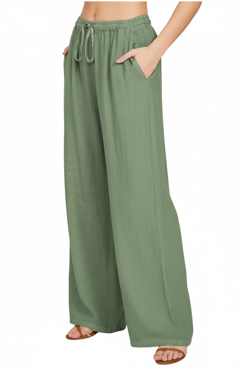 Drawstring High Waist Palazzo Pants
