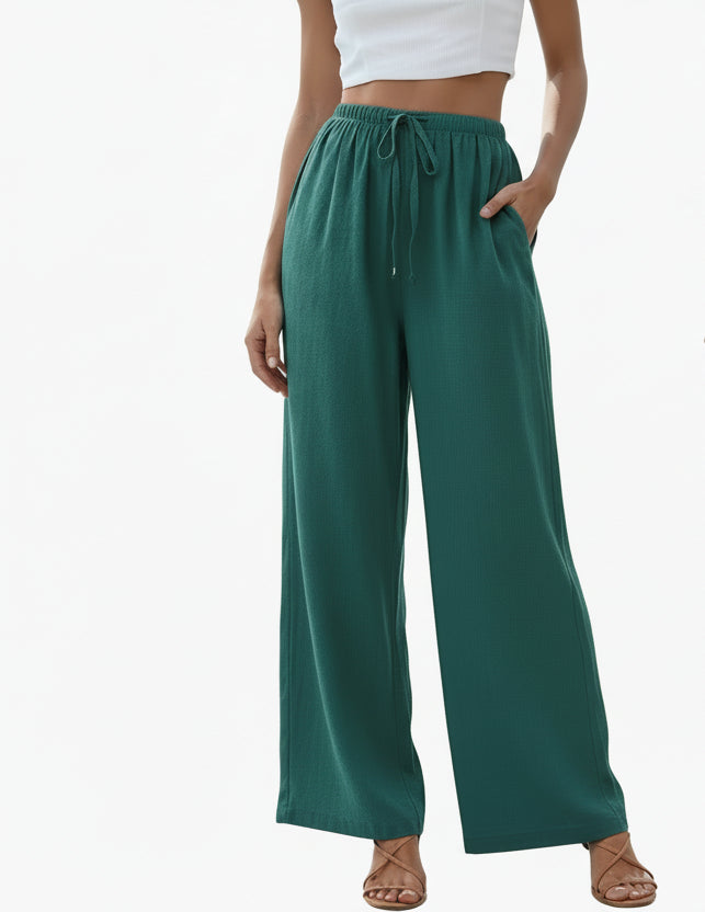 Drawstring Wide-Leg Pants