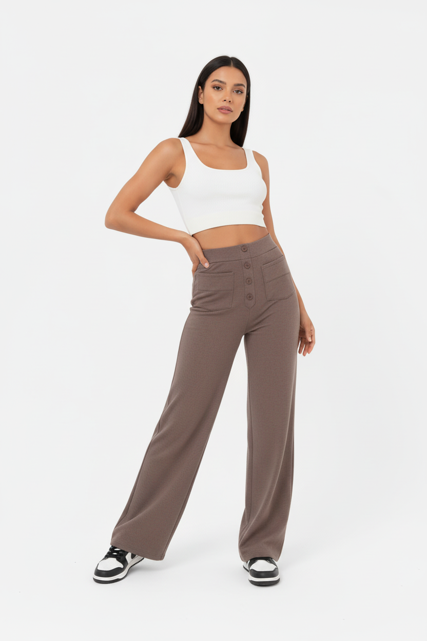High Waist Wide Leg Baggy Trousers