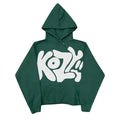 Green Y2K Streetwear Cropped Hoodie