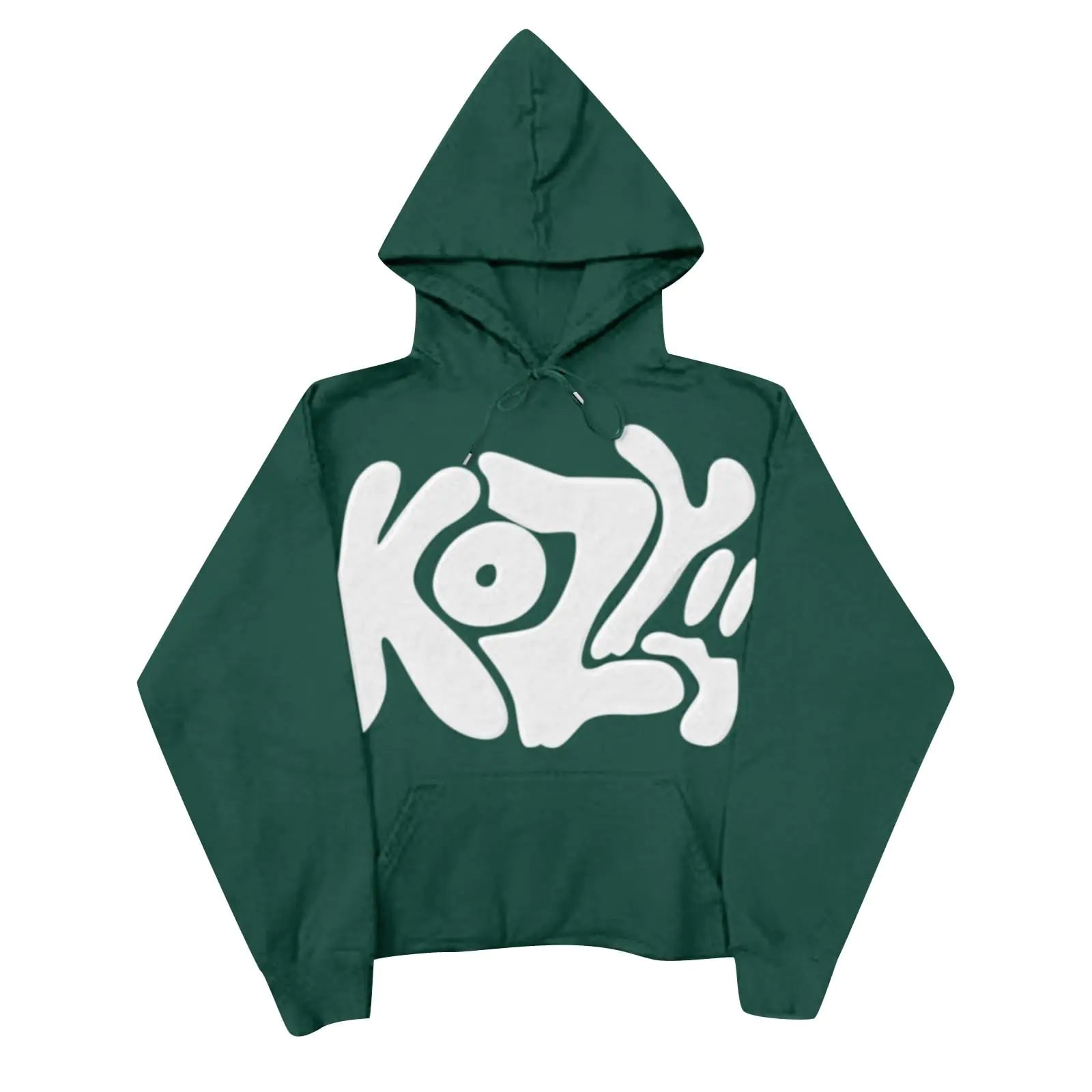 Green Y2K Streetwear Cropped Hoodie